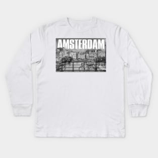 Amsterdam Cityscape Kids Long Sleeve T-Shirt